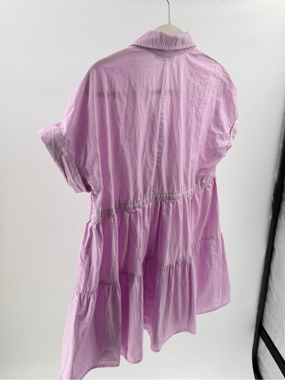 HYFVE Purple Solid Collared Button Front Short Sleeve Blouse Top Size S - Picture 2 of 7